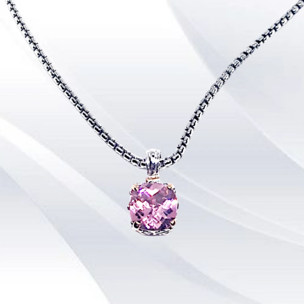 2-tone Stunning Pink CZ Renaissance Revival Choker. 16